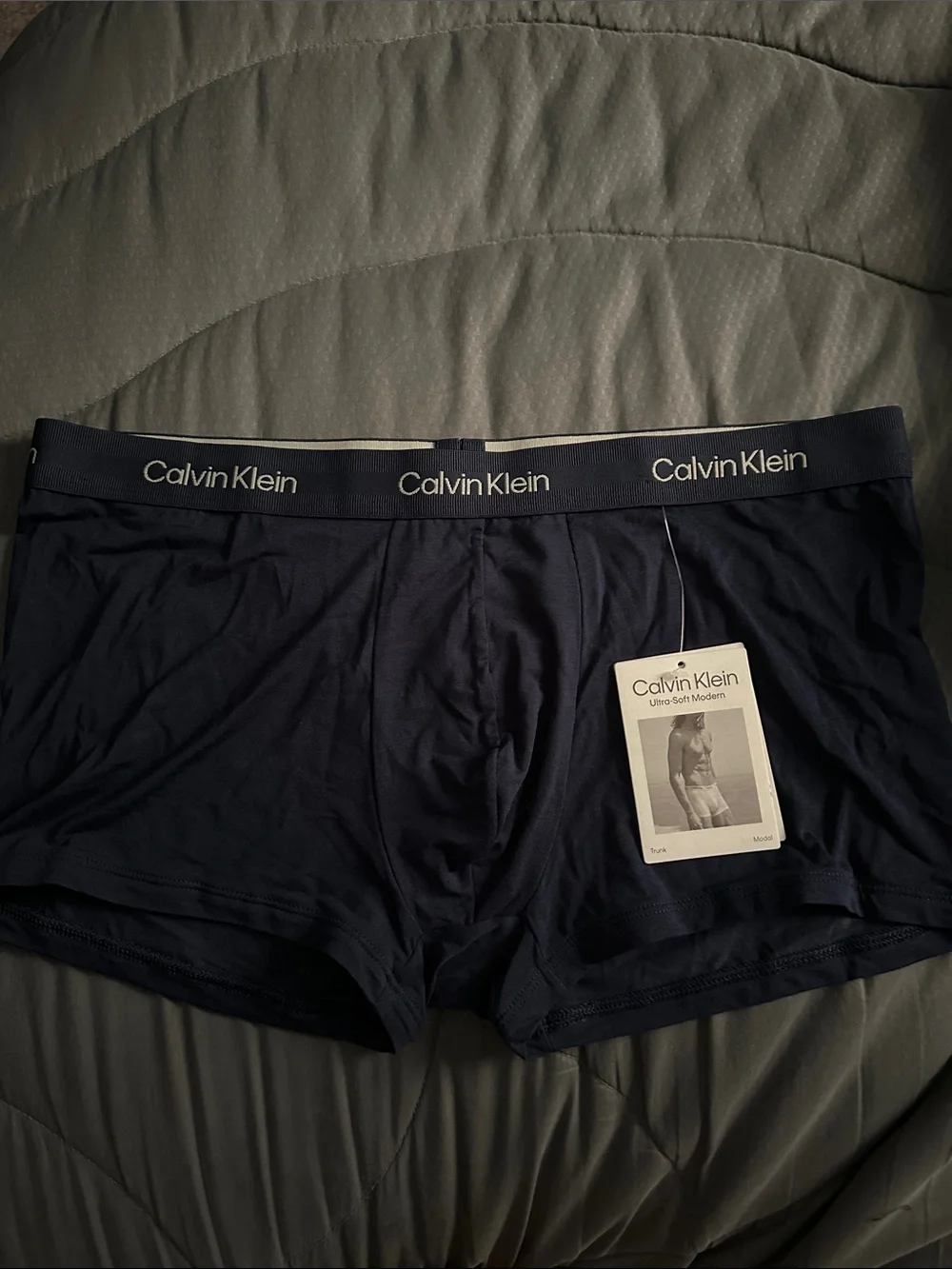 Calvin Klein Navy Men’s Boxer Briefs with Branded Waistband